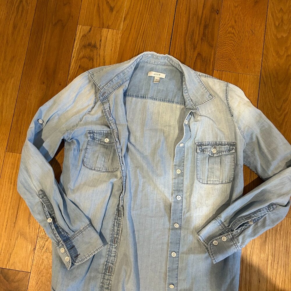 J Crew denim shirt, light wash